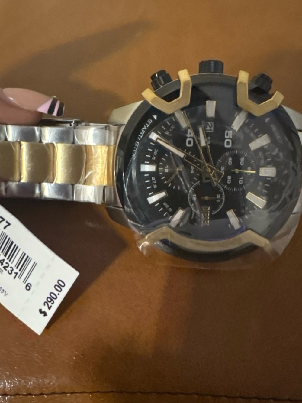 Diesel Two-Tone Black and Gold Chronograph Watch